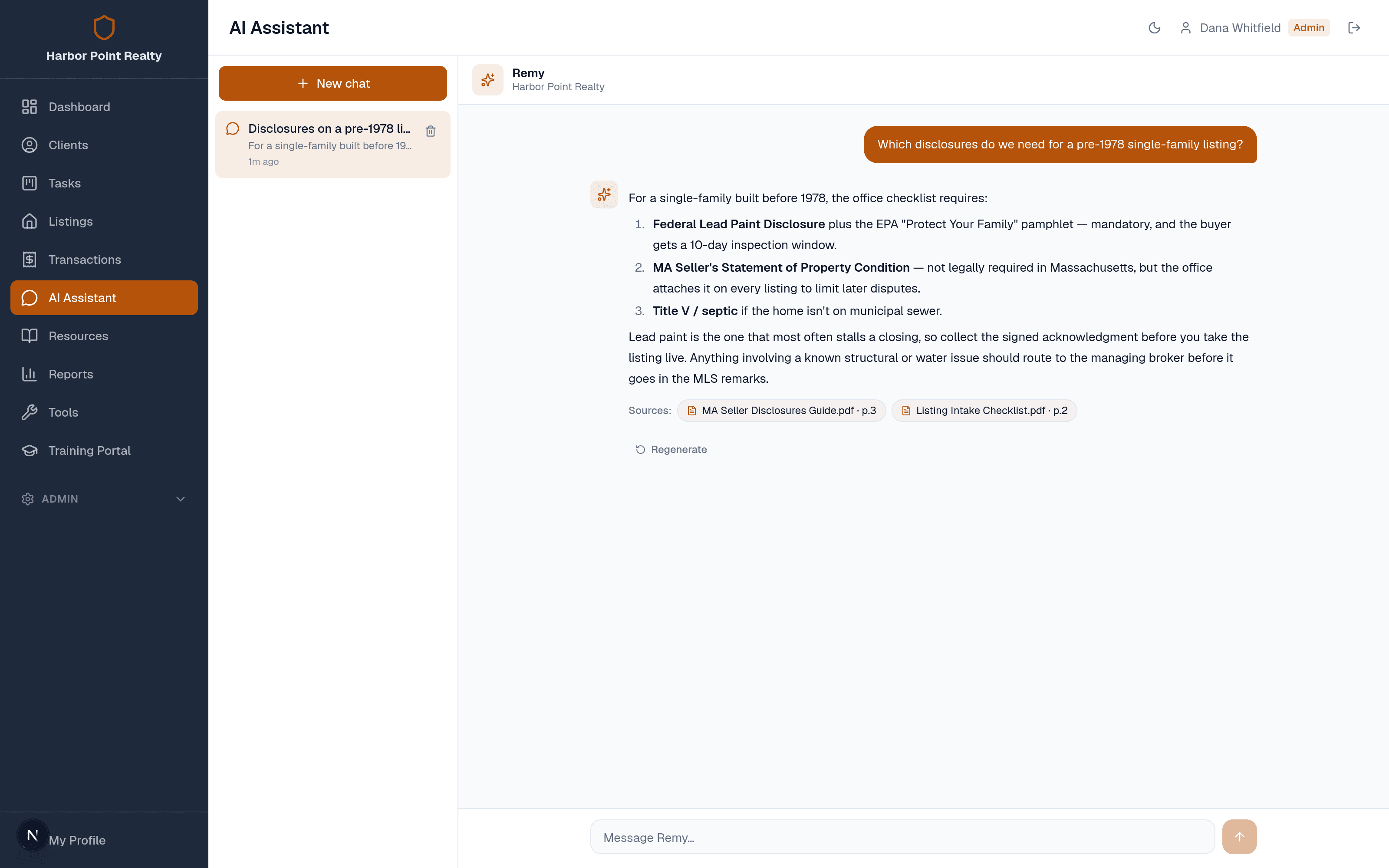 Real estate office: Disclosure requirements, pulled from the office's checklist.